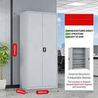 Armoire de rangement en acier moderne, réglable, pliable, grande capacité, 2 portes, avec portes verrouillables et éclairage intégré