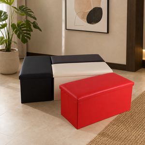 Panca Contenitore Pieghevole Moderna in Ecopelle, Pouf Pieghevole per Soggiorno e Contenitore per Scarpe da Ingresso - Product Image 5