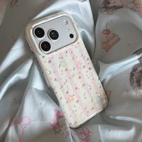 Coque de protection tendance rose rayée avec étoiles colorées pour iPhone 17 Pro Max, bords arrondis