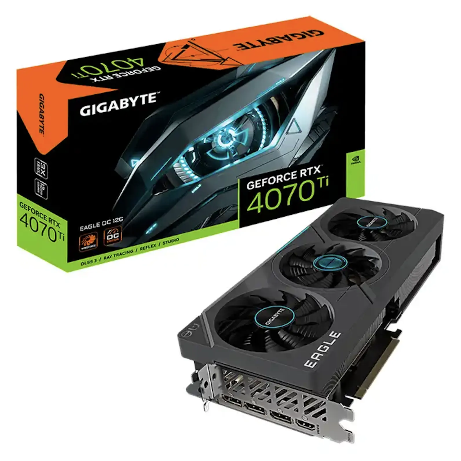 Gigabyte AORUS GeForce RTX 4070 ti EAGLE oC 12g Card đồ họa chơi game với 2625 MHz lõi đồng hồ 12GB Bộ nhớ Kích thước hỗ trợ ép xung