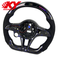 Volant de course en cuir LED personnalisé haut de gamme en fibre de carbone, adapté à l'Alfa Romeo Giulia/Stelvio