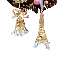 Ornement de Noël suspendu en or, pendentif en plastique en forme de Tour Eiffel, décoration pour vitrine