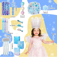 Kit de Fête d'Anniversaire Thème Frozen - Bracelets Claquettes, Bagues à Pierres, Pinces à Cheveux, Couronnes de Princesse, Baguettes à Bulles, Autocollants en Plastique Personnalisables