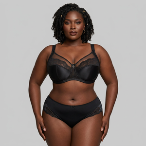 French Woven Mesh Lace Push-Up <strong>Bra</strong> Full Coverage D-H <strong>Cup</strong> Breathable Embroidered Everyday <strong>Bra</strong> with <strong>4</strong> Hooks - Product Image 2