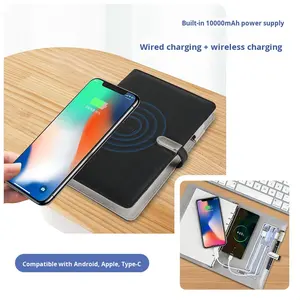 Agenda Corporativa Ecológica con Tapa Dura de 4.3 Pulgadas, Diario con Video, Cargador Inalámbrico de 10000 mAh, Unidad USB y Bloqueo por Huella Dactilar - Product Image 3