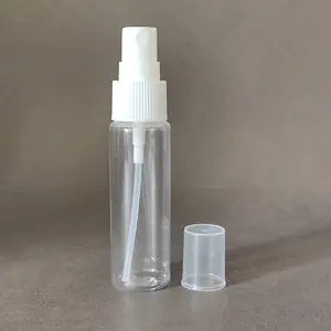 Toptan 1oz yuvarlak plastik basınç sprey Amber beyaz temizle PET pompa alkol sıvı losyon uçucu yağ şişeler