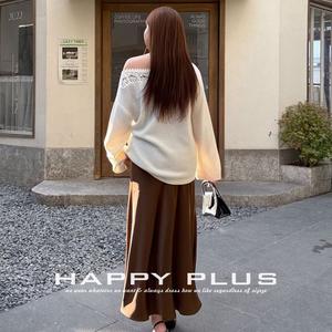 Suéter Holgado de Punto con Hombros Descubiertos Runqi, Talla Grande, Otoño Invierno, Detalle de Encaje, Suéter de Mujer, Manga Larga, Grosor Medio - Product Image 4