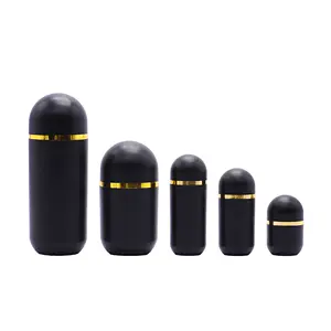 Hot Sale 5ml 10ml 15ml 30ml 60ml Multi-size Black Bullet Shaped Plastic Container For Pills Capsules Container With Screw Cap