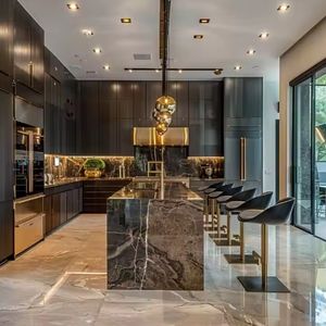 Muebles de Cocina de Diseño Personalizado, Gabinetes de Cocina Modernos con Isla y Fregadero de Melamina de Lujo - Product Image 5