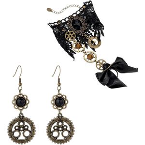 Accesorios de Disfraz Steampunk para Mujer, Sombrero Vintage, Guantes de Encaje, Collar, Joyería, Atuendo Gótico de Halloween, 27x7cm - Product Image 3