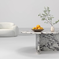 Table basse italienne minimaliste de luxe en pierre Calacata violet marbre taille personnalisée pour meubles de salon