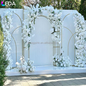 Arche de mariage en acier inoxydable plaqué or électrolytique LEDA Luxury Party Stage pour événements intérieurs et support de toile de fond - Product Image 3