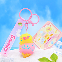 Porte-clés mousqueton en PVC Kawaii, motif crème glacée double coupelle, charm de sac, dessert estival mignon, coloré, durable, léger, cadeau promotionnel