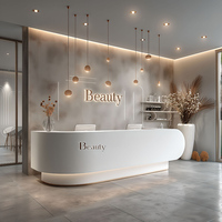 Comptoir de réception en bois laqué argent design moderne de luxe pour hôtels, petites boutiques et salons de beauté
