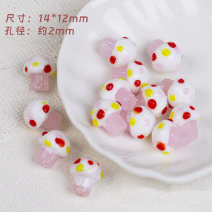 ลูกปัดแก้วลายจุดน่ารัก รูปเห็ด สำหรับทำเค้ก DIY สร้อยข้อมือ สร้อยคอ ลูกปัดแบบหลวม อุปกรณ์ตกแต่ง - Product Image 6