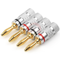 Connecteur banane 4 mm plaqué or 24 carats pour câbles de haut-parleurs audio