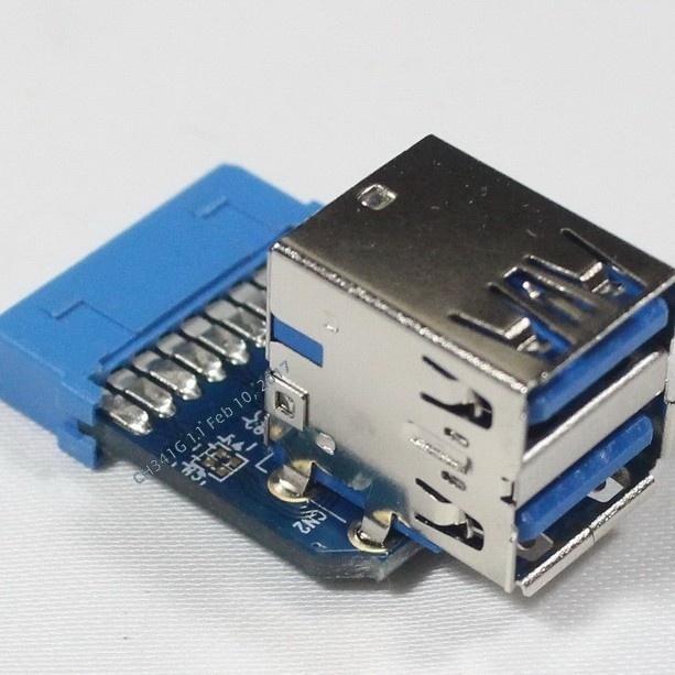 Mengtu Model 008 USB 3.0/3.1 Adapter 19/20-Pin IDC to USB-A Female for Internal Dongle/U-Key Front-Panel Mounting in Chassis