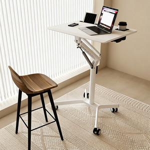 Escritorio Ekintop de altura ajustable, blanco, plegable, con ruedas, para oficina en casa. - Product Image 1