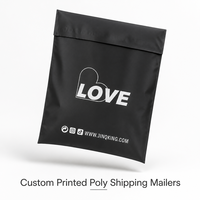 Enveloppes d'expédition auto-adhésives en polyéthylène (PE) 60 microns, imperméables, recyclables, résistantes aux déchirures, avec impression personnalisée cœur noir mat et blanc