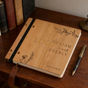 Libro Conmemorativo A6 de Madera Natural con Logotipo Personalizado al por Mayor, 50 Hojas, Grabado Láser para Recuerdos de Eventos - Product Image 1