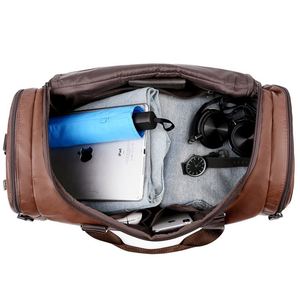 Wholesale Factory Custom Waterproof Leather <b>Weekend</b> Bag with Shoe <b>case</b> for Travel Sport Gym Journey - Product Image 3