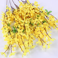 Künstliche Plastik-Seidenblumen Einzelner Zweig Forsythie Hochzeit Party Wohnzimmer Tischdekoration Halbhandgefertigt
