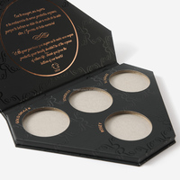 Palette de maquillage en papier noir de forme unique, boîte en carton de luxe avec doublure en éponge, finition mate, logo estampé, UV, déballage exquis