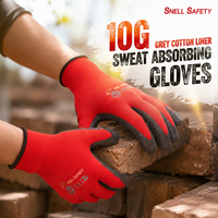 Gants de travail en coton tricoté enduit de latex à effet gaufré, respirants, antidérapants, Snell 10G, pour la récolte agricole