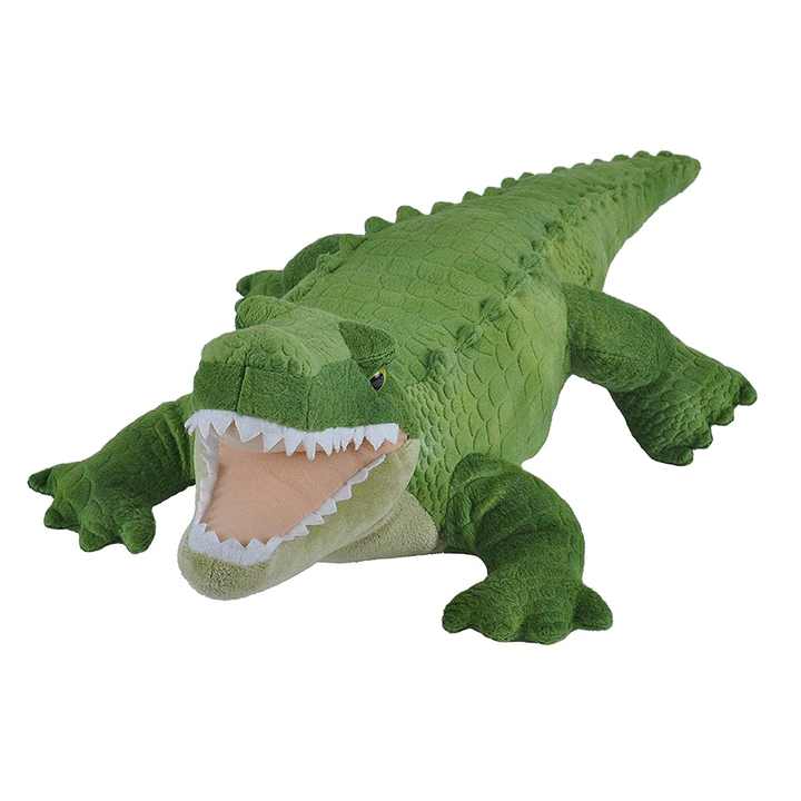 d513 儿童礼品绿色鳄鱼毛绒毛绒动物玩具逼真生动的野生开口长毛绒