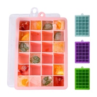 Am Azon Bac à glaçons en silicone de qualité alimentaire réutilisable à 24 grilles pour congélateur Moules à glaçons en gelée faits à la main avec couvercles