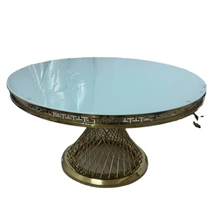 Hot bán thép không gỉ cơ sở Thông tư Tempered Glass khách sạn đám cưới bàn ăn - Product Image 6