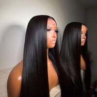 Perruques Lace Front en cheveux humains vietnamiens bruts, lisses, avec nœuds simples, en gros, pour femmes noires