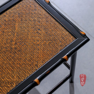 <b>Bamboo</b> Woven Tea <b>Stool</b> Square Chinese Style Lacquered <b>Bamboo</b> Home <b>Stool</b> - Product Image 2