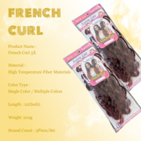Meilleure Vente Cheveux Synthétiques Bouclés à la Française, Cheveux au Crochet Freedom, Cheveux Bouclés pour Femmes, 22 Pouces, 210g, Haute Qualité, Tresses Bouclées à la Française 3X