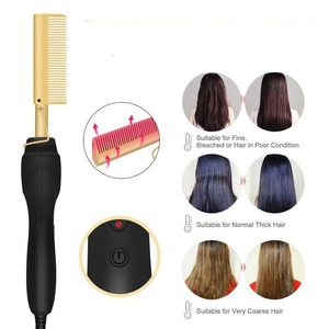 Plancha de pelo eléctrica con peine de cobre, rizador de pelo con calentamiento rápido para cabello húmedo y seco, multiestilizador - Product Image 4