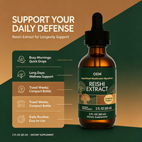 Extrait de Reishi en gouttes, marque privée OEM, 2 fl oz (60 ml), complément alimentaire