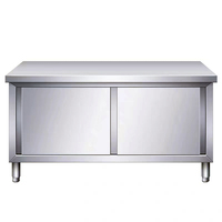 Kabinet Dapur besi tahan karat 304 desain Modular Modern ukuran kustom pintu geser penyimpanan komersial perlengkapan restoran Hotel