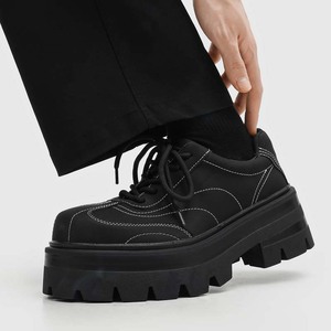 Nouvelles Chaussures Derby Décontractées à Semelle Épaisse pour Hommes 2026 – Modèle Haut de Gamme Noir Rehaussant la Taille à Coupe Basse - Product Image 2