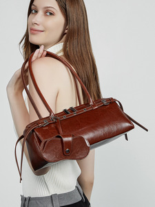 Bolsos de mano retro modernos para mujer, bolso de cuero genuino de alta calidad, bandolera, bolso de hombro con cierre de cremallera, bolsos de moda. - Product Image 1