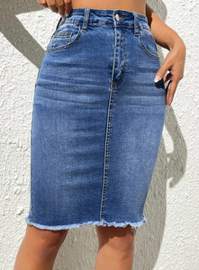 Prix de Gros <span class=keywords><strong>Jupe</strong></span> <span class=keywords><strong>en</strong></span> <span class=keywords><strong>Jean</strong></span> <span class=keywords><strong>Taille</strong></span> <span class=keywords><strong>Haute</strong></span> Longueur Midi Genou <span class=keywords><strong>Jupe</strong></span> Portefeuille - Product Image 5