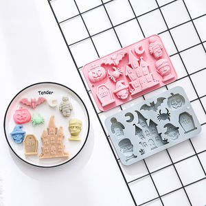 Moule d'Halloween en Silicone pour Cuisson Personnalisée <span class=keywords><strong>de</strong></span> Bonbons au <span class=keywords><strong>Chocolat</strong></span> Glaçon Citrouille Fantôme Chauve-Souris Crâne Sorcière Chat Cercueil Pierre Tombale Araignée - Product Image 6