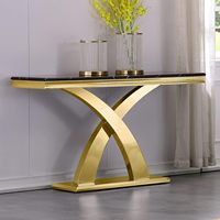 Table de couloir dorée de luxe Table d'entrée en acier inoxydable en métal X-Leg canapé Console Tables canapé salon couloir Foyer