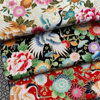 Traditionelles Kranich-Design Orientalischer Stil Lurex Metallic 100% Baumwollstoff für Tischdecken, Mäntel, Heimtextilien, Kimono