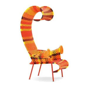 Modern Retro yüksek geri Accent sandalye sanat yaratıcı eğlence koltuk tek tasarımcı Rattan dış mekan mobilyası sandalye
