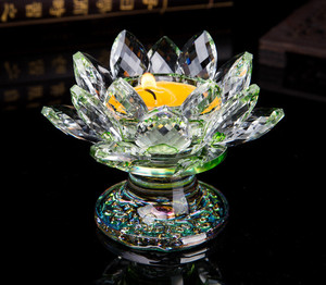 Honor of Crystal Fengshui Crystal <strong>Lotus</strong> Flower Glass Gift Home Craft Ornaments <strong>Candle</strong> <strong>Holders</strong> - Product Image 6