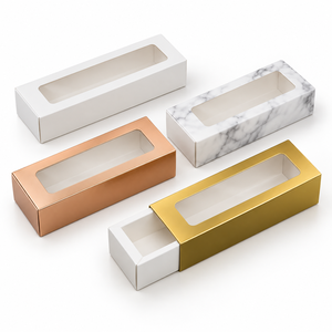 Scatola Personalizzata Riciclabile a Doppio Cassetto per <span class=keywords><strong>Pasticceria</strong></span> con Finestra Trasparente e Rivestimento in Spugna per Confezionamento di Noci e Semi - Product Image 3