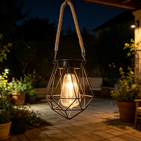 Lanterne solaire géométrique vintage, lampe suspendue de jardin, étanche, LED, lampe décorative d'extérieur pour patio, cour, camping