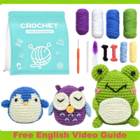 Kit de crochet pour porte-clés Famille de chats mignons, Kit de loisirs créatifs en fil Amigurumi à faire soi-même avec crochet, Pendentif breloque pour sac à main, Cadeau de décoration intérieure