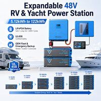 Station d'alimentation extensible 5kVA 48V pour camping-car et yacht, batterie LiFePO4 de 5,12 kWh à 122 kWh, certifiée UL458 pour flotte OEM et alimentation de secours