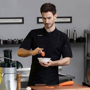 ชุดยูนิฟอร์มร้านอาหารแบบมืออาชีพ ดีไซน์ล่าสุด ชุดเชฟแขนสั้นสำหรับครัว - Product Image 4
